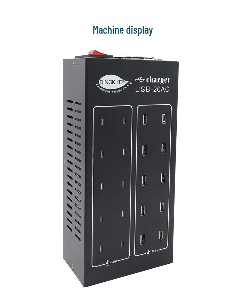 Multi-Port USB Fast Charging Station with Type-C Port for Mobile Phones and Tablets