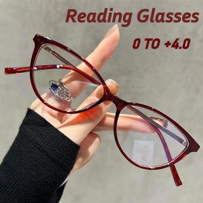 Trendy Cat Eye Reading Glasses for Women Men High Quality Far Sight Eyeglasses Unisex Vintage Stylish Anti-blue Presbyopia