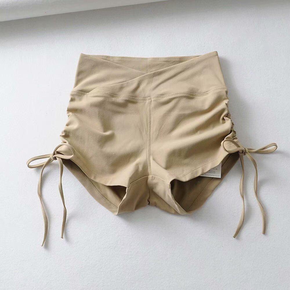 2023 Summer Women's Sexy Butt-Lifting Yoga Shorts with High Waist and Drawstring Tie
