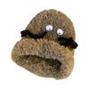 Japanese Cartoon Funny Plush Hat for Women in Autumn and Winter Maillard Cute Face Showing Small Thickened Warm Pile Hat Trendy