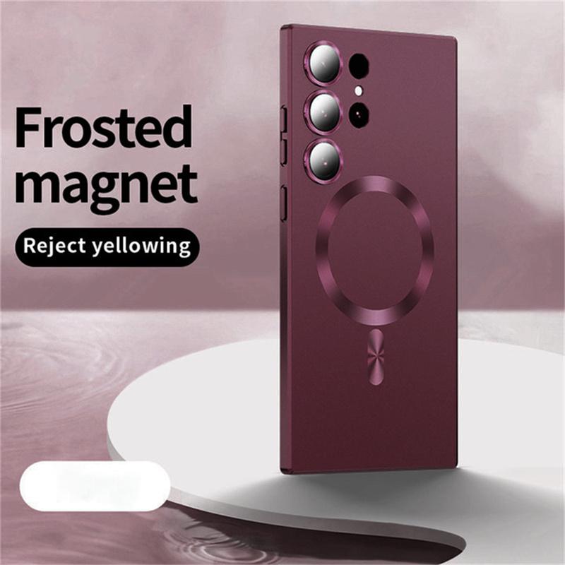 For Magsafe Magnetic Wireless Charging Matte Phone Cases For Samsung S25 S24 S22 S23 Ultra S24 S25 Plus Shockproof Cover Case