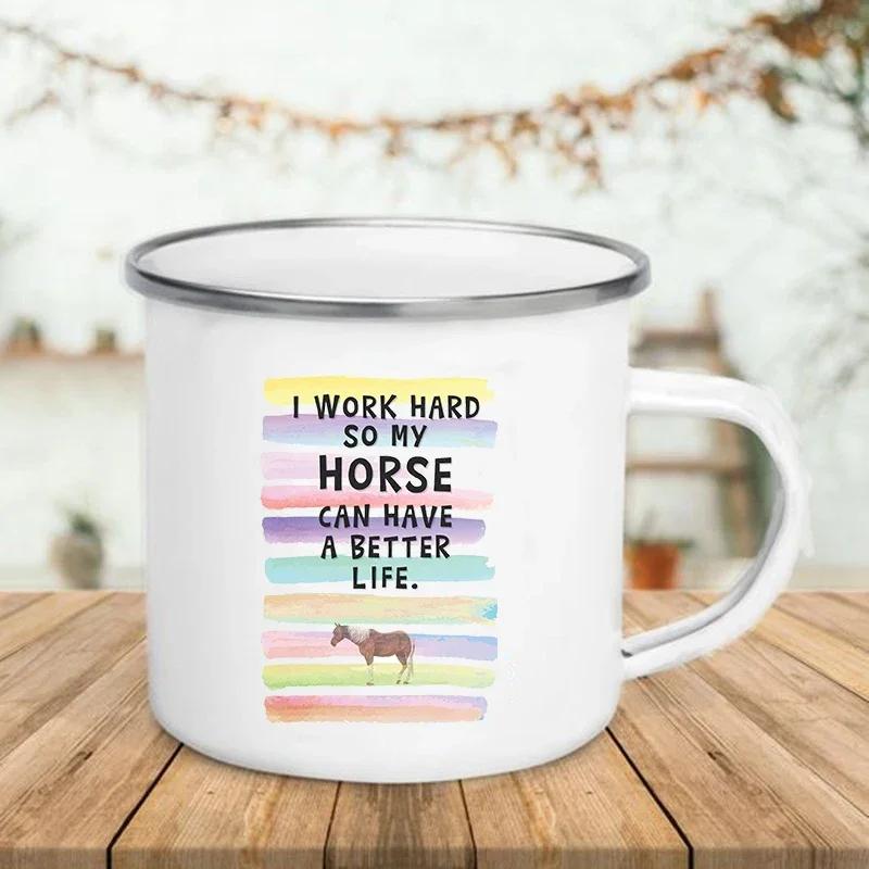 

Breakfast Cups of Coffee I Work Hard So That My Horse/dog Can Have A Better Life Mug Original Coffee Cup Enamel Mugs Mug for Tea 360ml
