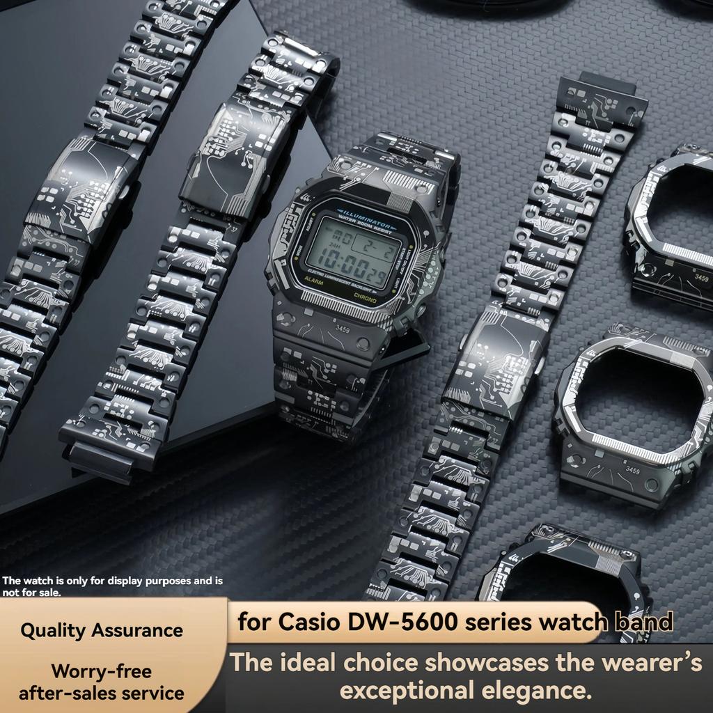 Titanlegierungsgehäuse & Armband Mod Kit für Casio G-SHOCK DW-5600/GW-M5610 | Metalllünette aus Edelstahl | Armband-Upgrade-Teile