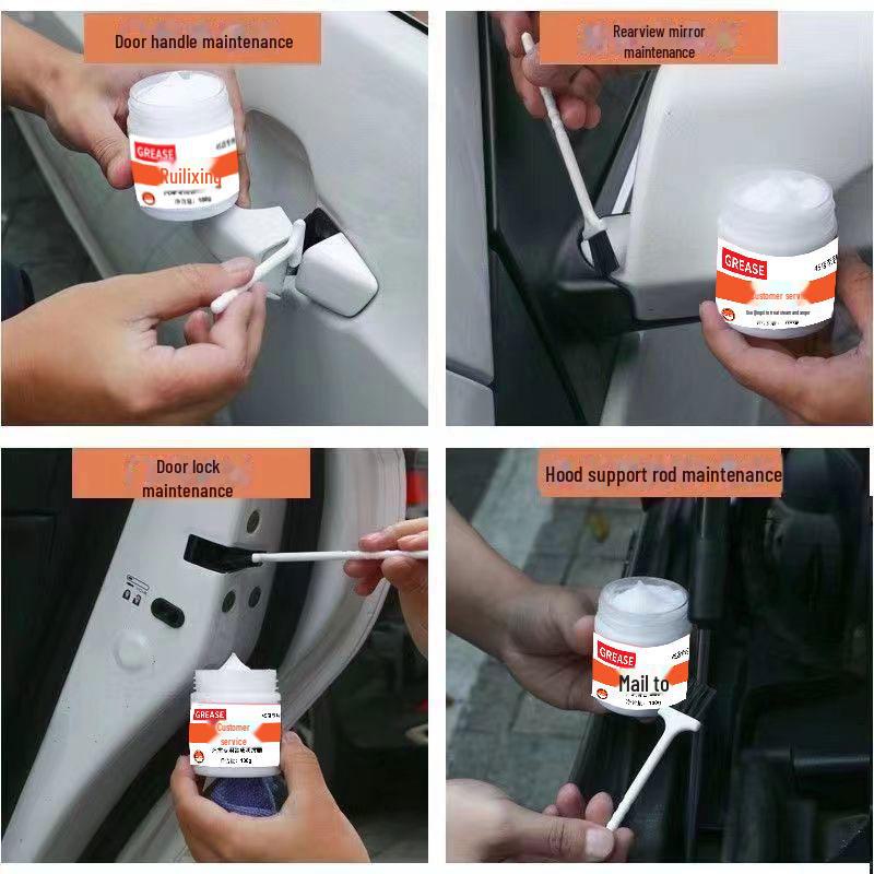 Biały smar do konserwacji samochodu: Smarowanie drzwi i szyberdachów, pielęgnacja zawiasów i prowadnic, zapobieganie blokowaniu się szyn, redukcja hałasu.