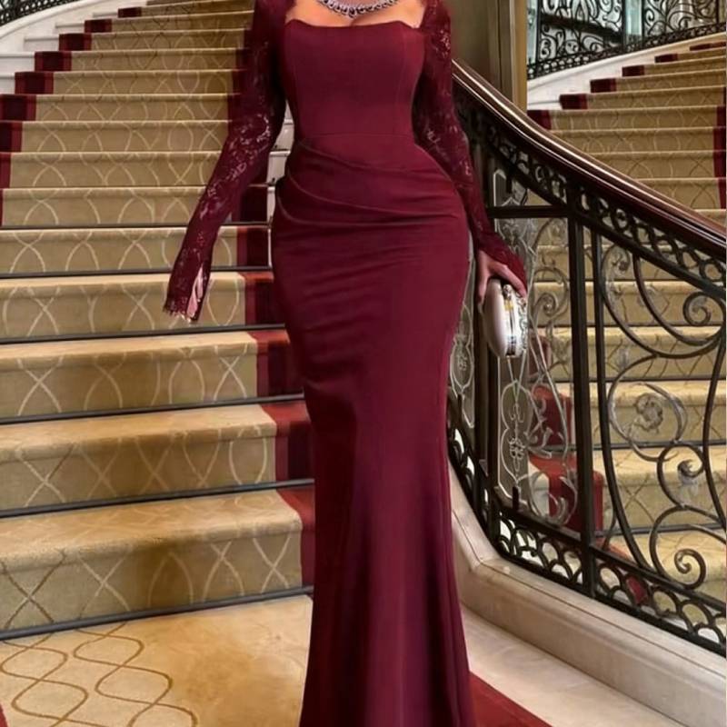 Elegante Abito da Sposa in Pizzo Primaverile con Maniche Lunghe per Spose ed Eventi Formali