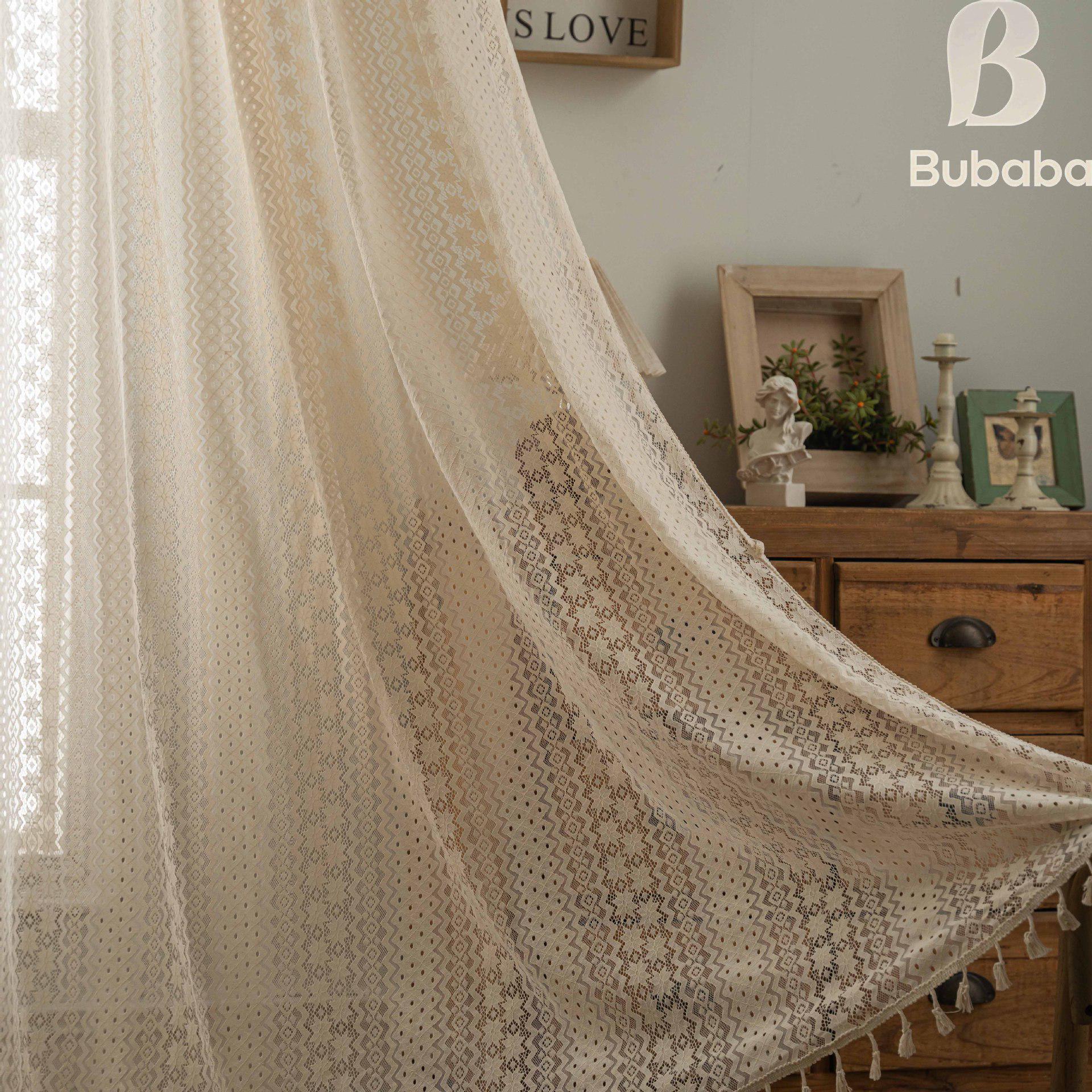 Fabric Daddy Blackout Häkelvorhänge - Schalldicht, Klettband für Schlafzimmer, Küche & Wohnzimmer Erkerfenster W150*H240 (470g)