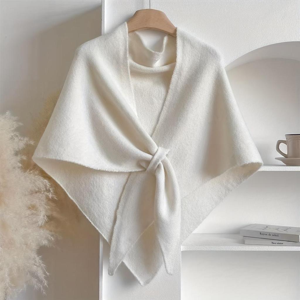 Damen Übergroßer Koreanisch Inspirierter Dreiecksschal & Cape - Elegant Einfarbig Winterliche Wärme, Weiche Wärme für Büro, Party