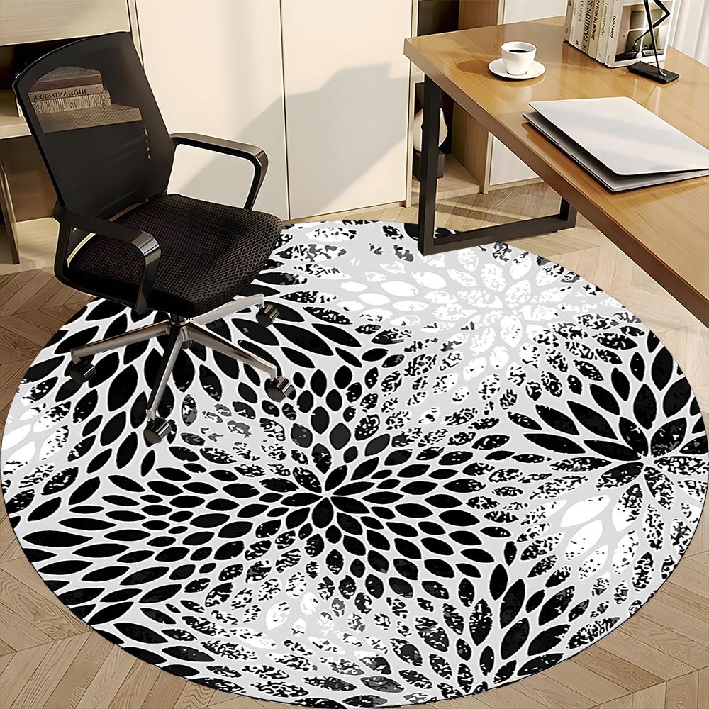 1pc Floral Pattern Office Round Area Rug, Indoor Mat Suitable ForOffice, Under Office Chairs Bedroom Living Room Home Decor, Room Deco 007
