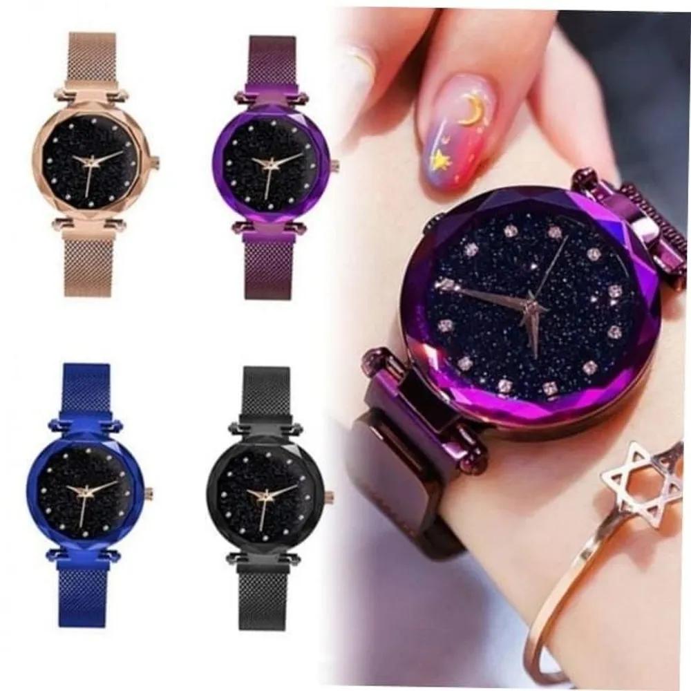 Magnetic One-Touch Diamond Watch black
