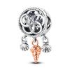 Rose Gold Leaf Bead Sparkling CZ Flower & Heart 925 Silver Dangle Charms Fit Original Fasion Bracelet Diy