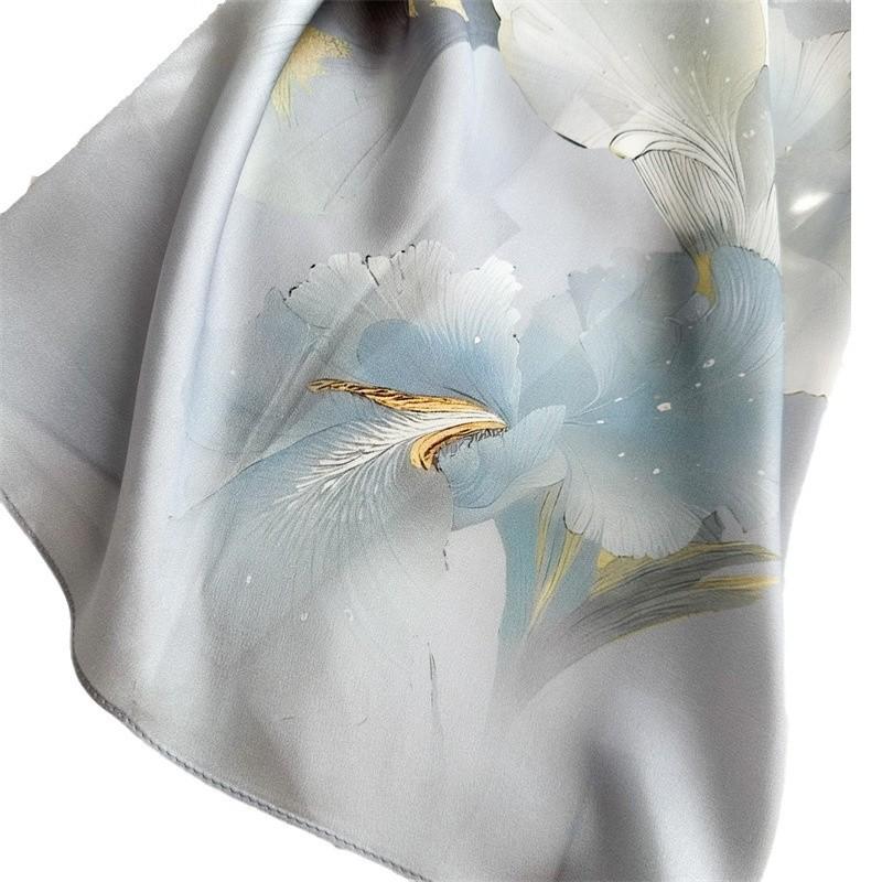 170*53cm Luxury 100% Mulberry Silk Scarf Printed Satin Shawl Lightweight Spring Summer Wrap Elegant  Accessories