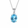 Himmelblaue Topas Anhänger Halskette Für Frauen Einzigartige Schlüsselbein Kette Schmuck Eleganter Edelstein Choker Geschenk
