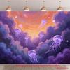 2D Whimsical Jellyfish Cloud Backdrop for Art Studio & Party Decoration