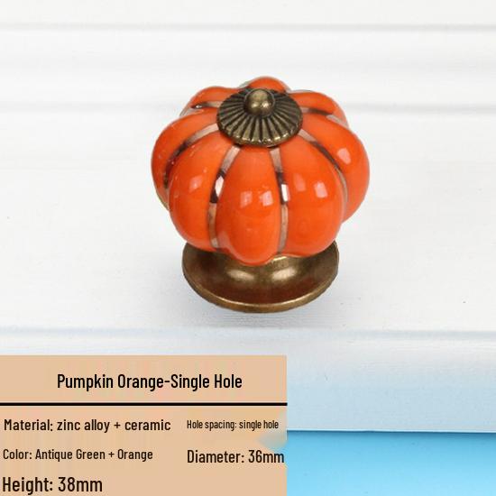 Colorful Ceramic Pumpkin Cartoon Knob for Children's Cabinet or Drawer Handles.