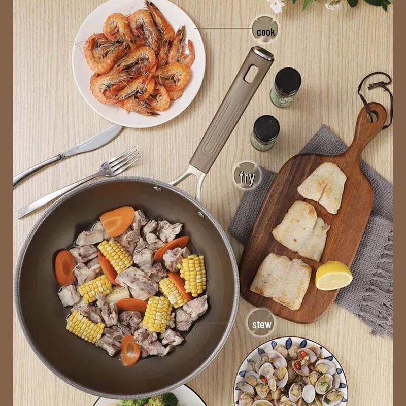Guang Xi Fu CWLQ 32cm Titanium Non-stick Wok
