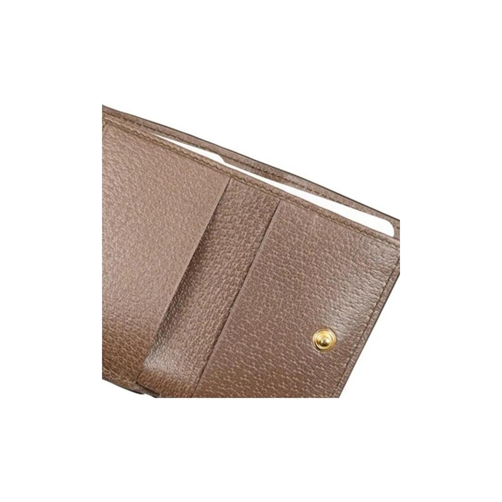 Gucci Ophidia Vintage Logo Pruhovaná Popruhovina Dvojitě Skládací Plátěná a Kožená Peněženka Unisex Párový Styl Ebenové Dřevo/Hnědá