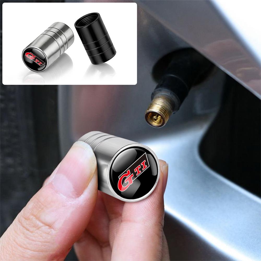 CAT1 Volkswagen Golf Rline Polo GTI R Badge 4Pcs Metal Car Wheel Tire Valve Caps Cover Accessories for VW Jetta Touareg CC Passat MK7