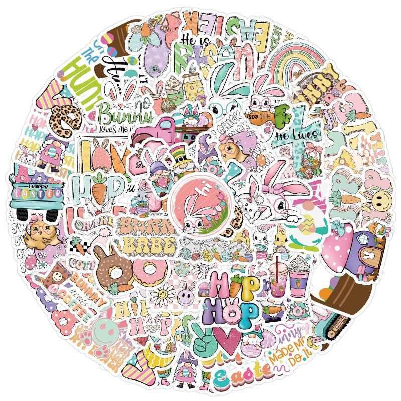50 Stück/Set Oster Graffiti Aufkleber Niedliche Kaninchen Osterei Cartoon Festival Aufkleber DIY Gepäck Telefon Gitarre Klassisches Kinderspielzeug