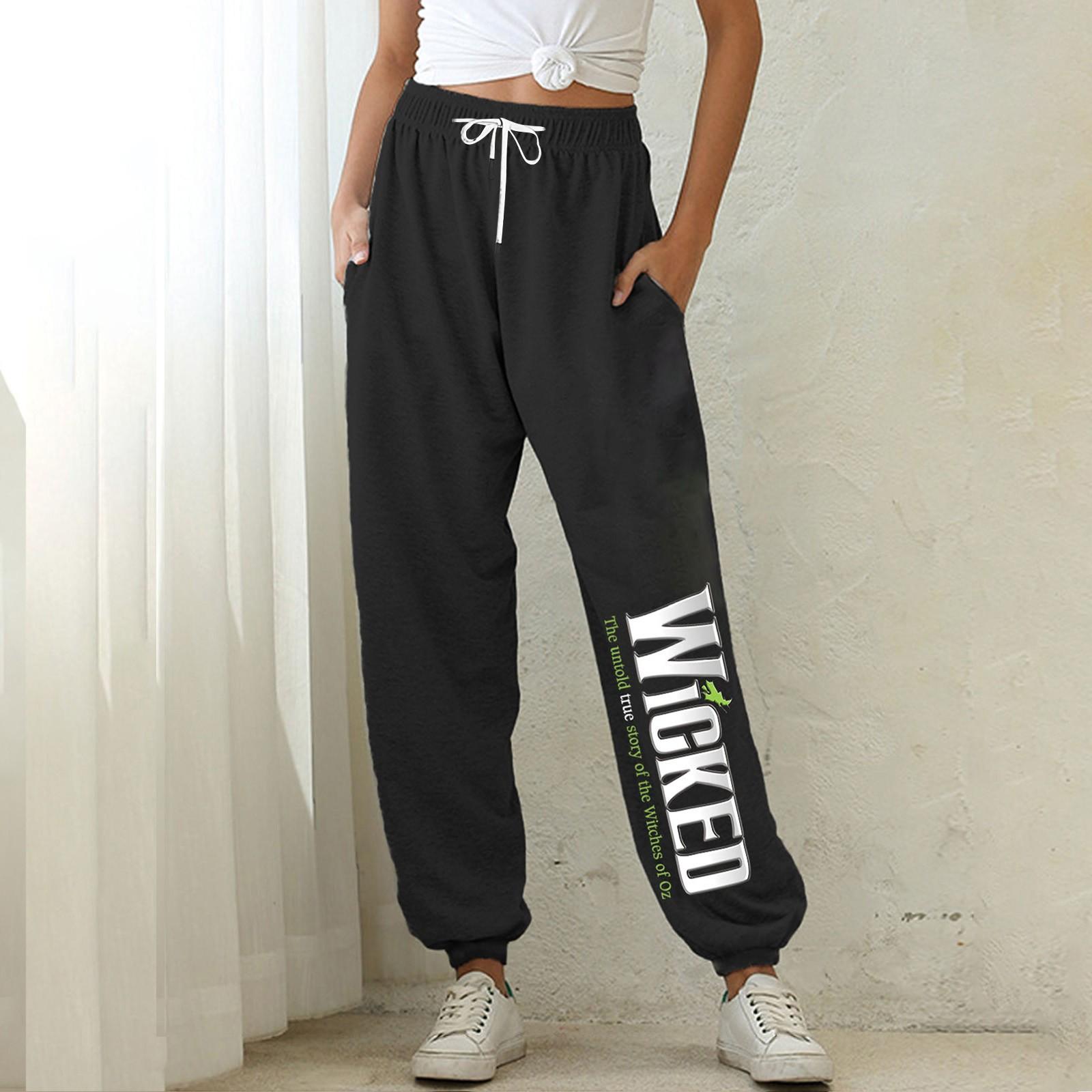 

Однотонные модные женские повседневные брюки с карманами и шнурком M чёрный