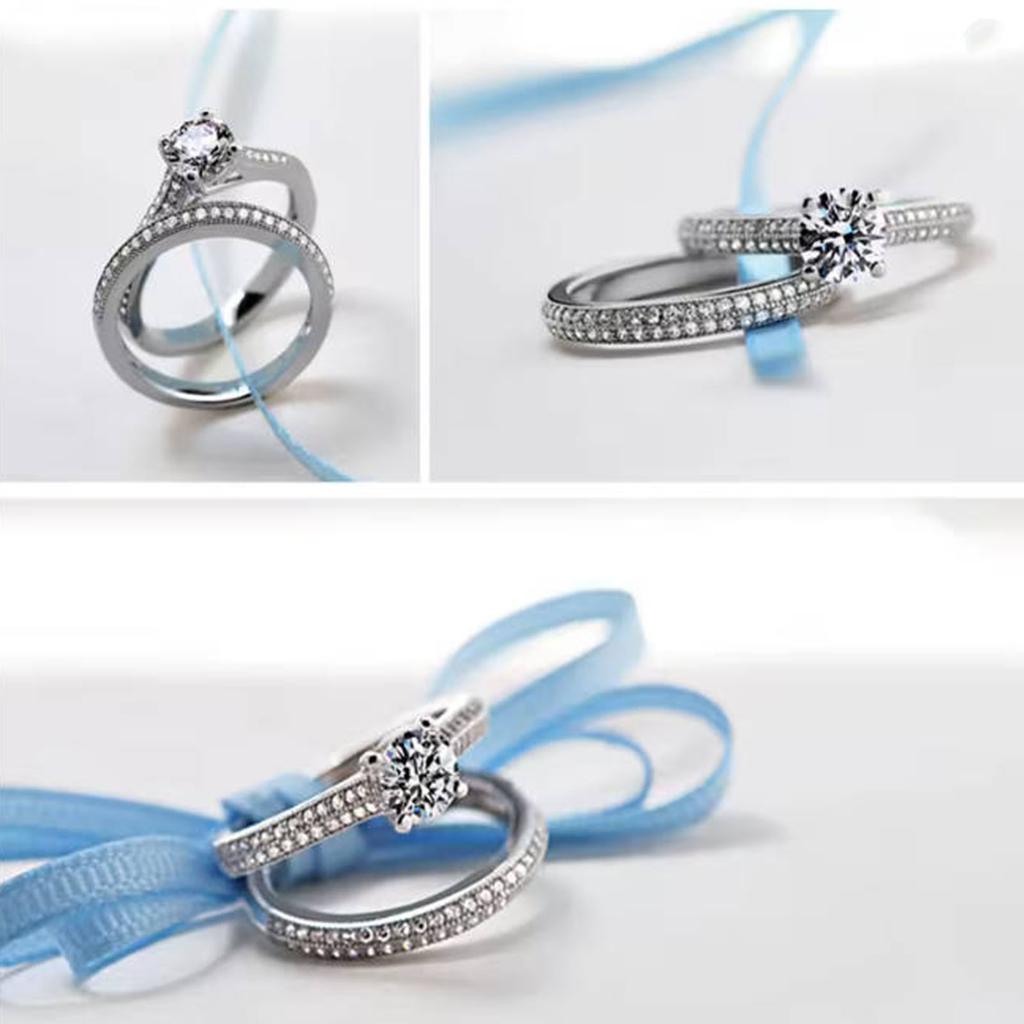 1 pair Vintage Halo   Copper Wedding Ring Set For Women Lady Anniversary Gift Jewelry Bulk Sell