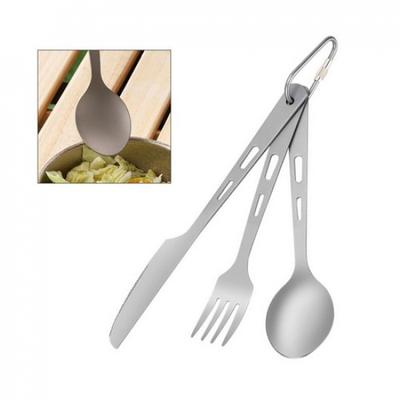 Portable Titanium Cutlery Set Fork Spoon Three Piece for Outdoor Activities