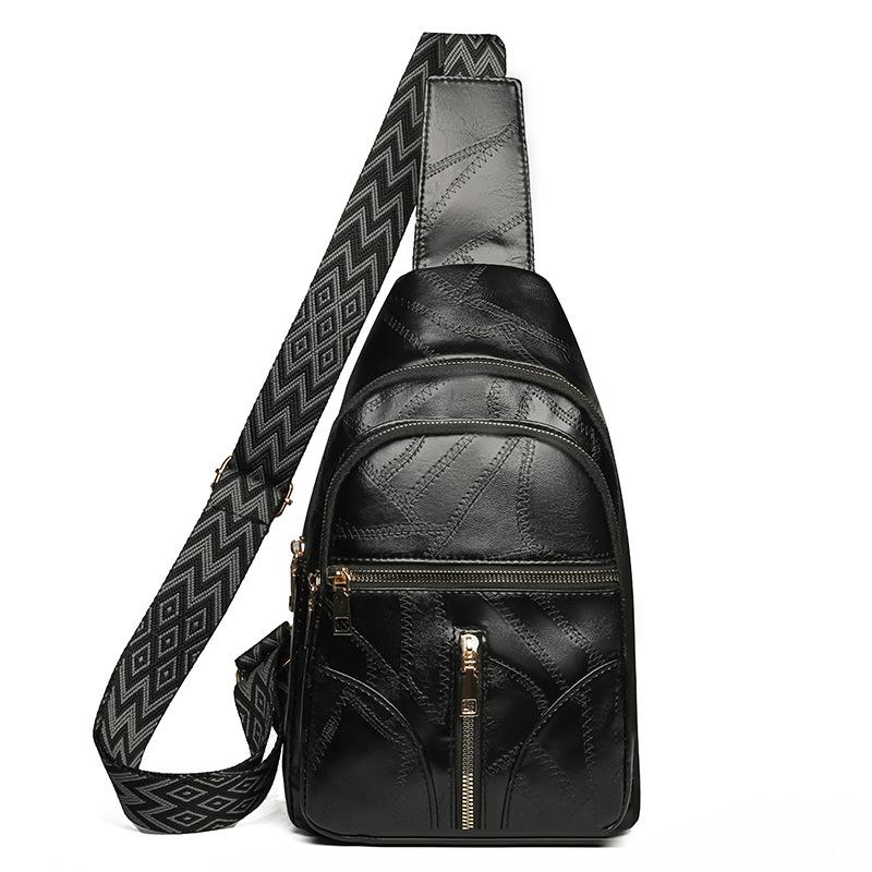 Casual Splicing Soft Leather Messenger Bag Fashion Trend Large Capacity Simple Shoulder Bag Women's Versatile Breast Bag