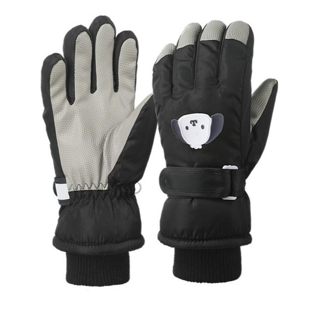 Children Ski Gloves Cartoon Thickened Fleece Winter Warmth Waterproof Fabric for Boys Girls Puppies Frostbite Prevention Sanrio