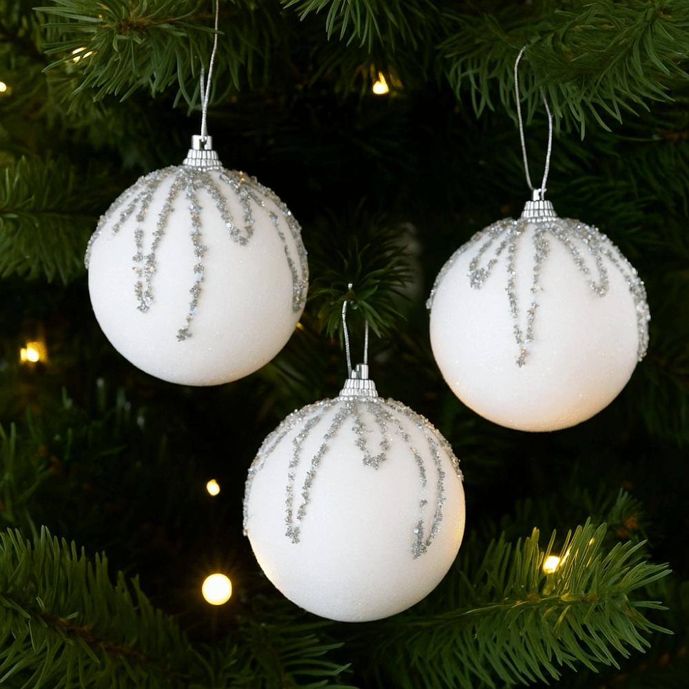 3 pcs/set Glitter Christmas Color Balls Hanging Decorations Xmas Tree Ornaments  Party Decor