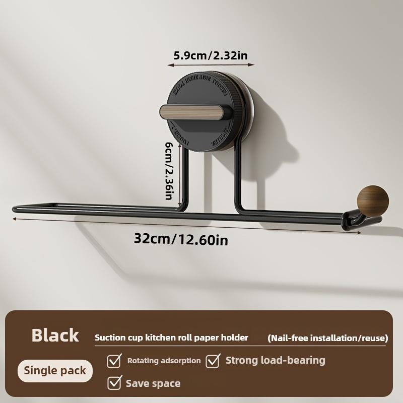 1pc Rotating Suction Cup Mounted Kitchen Paper Towel Holder No-Drill Wall-Mounted Towel Rack