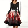 Rochie Flare Print Halloween Pentru Femei Rochie Maneca Lunga Hollow Party Rochii Casual