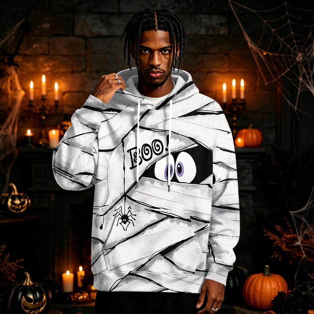 Men's Halloween Print Pullover Hoodie Long Sleeve Sweatshirt