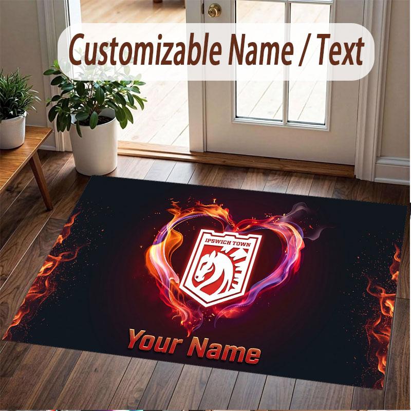 Custom Rug Ipswich Town Pattern Print Name Text Soft Non‑Slip Floor Carpet for Home Indoor Decoration