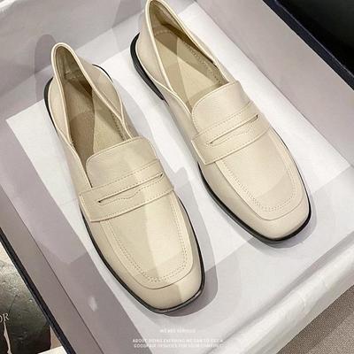 Huiliya Damen Schwarze Leder Loafers im Britischen Stil - 2025 Frühjahrskollektion, Lässige Schuhe mit dicker Sohle