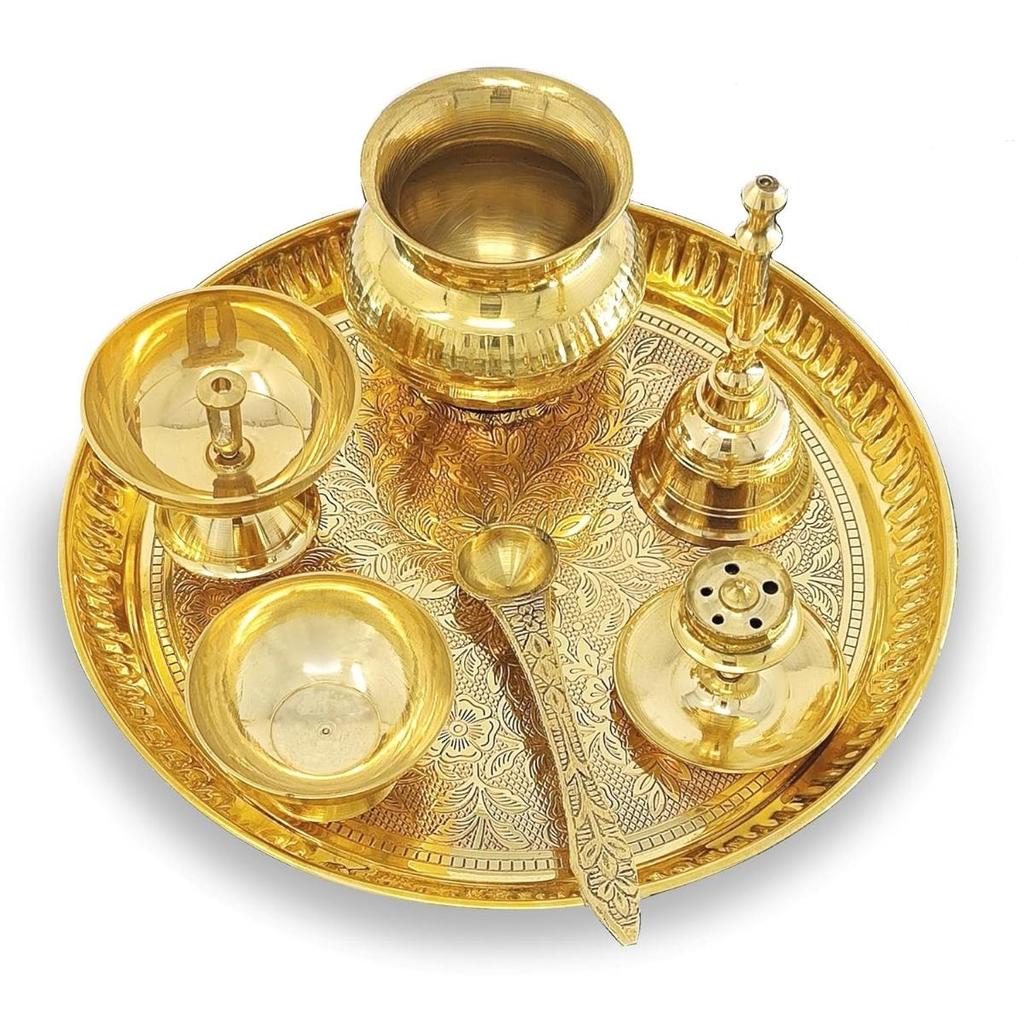 Brass Pooja Thali Set 20.32CM
