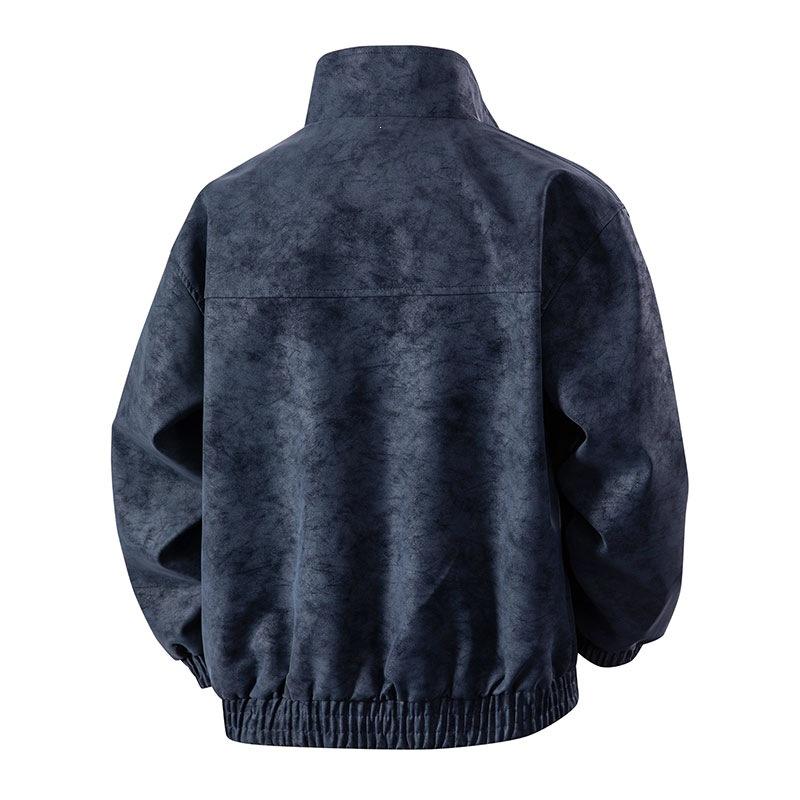 PU leather jacket men tie-dye gradual change coat men American retro lapel leather jacket men casual leather jacket flight clip
