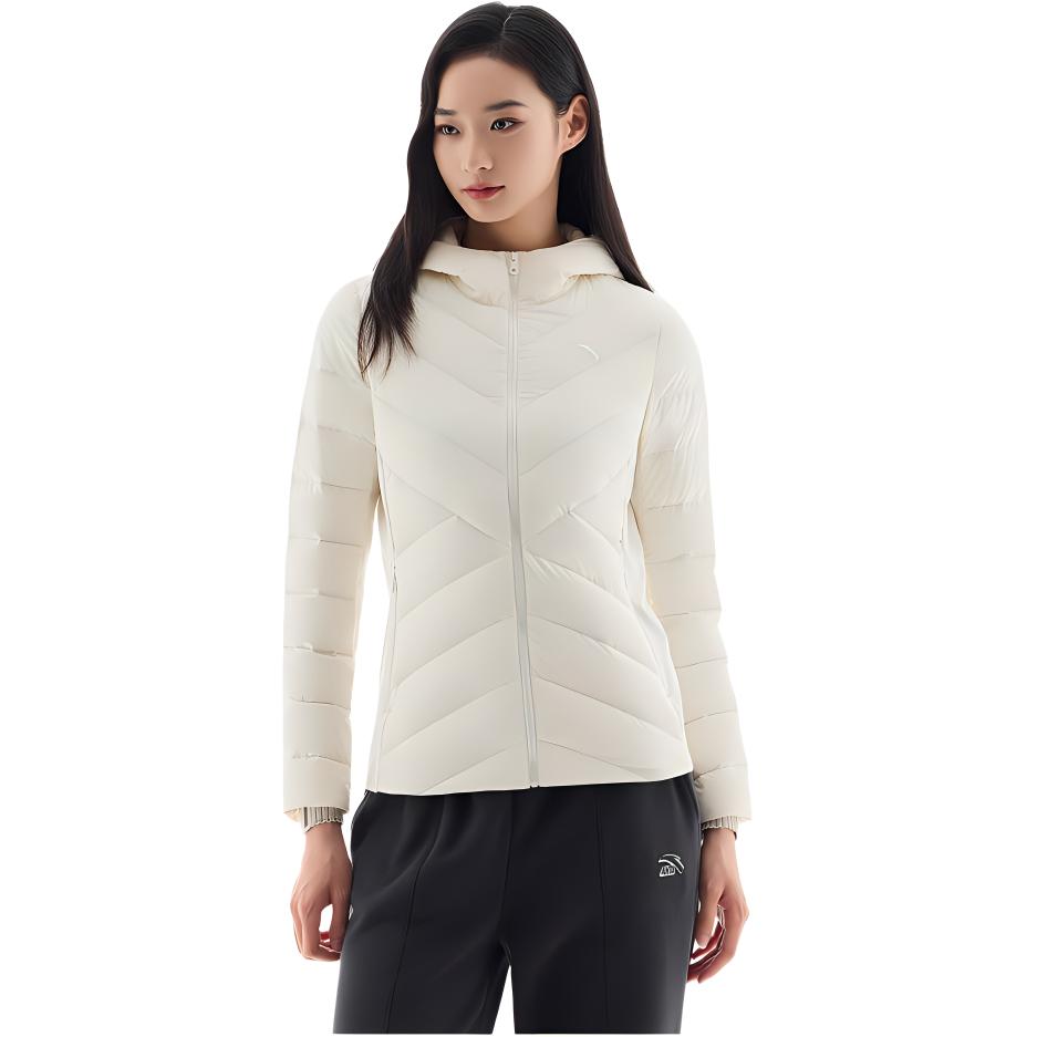 Anta Chaqueta Plumífera Deportiva Casual Cómoda Slim Fit para Mujer Ropa Exterior Crema Vainilla 962447901-2