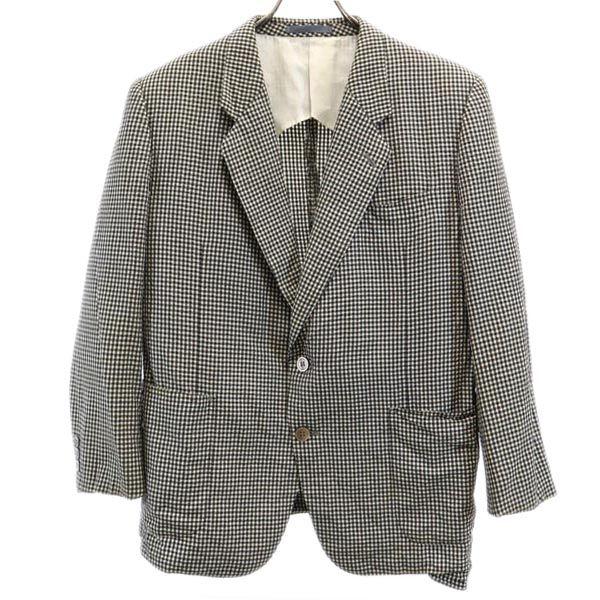Lanvin Silk Check Pattern Tailored Jacket ST46-54 Black X White Men's Used