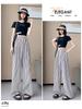 Ice Silk High Waist Wide Leg Pants for Petite Women - Slimming, Drapey, and Stylish Striped Trousers for Summer