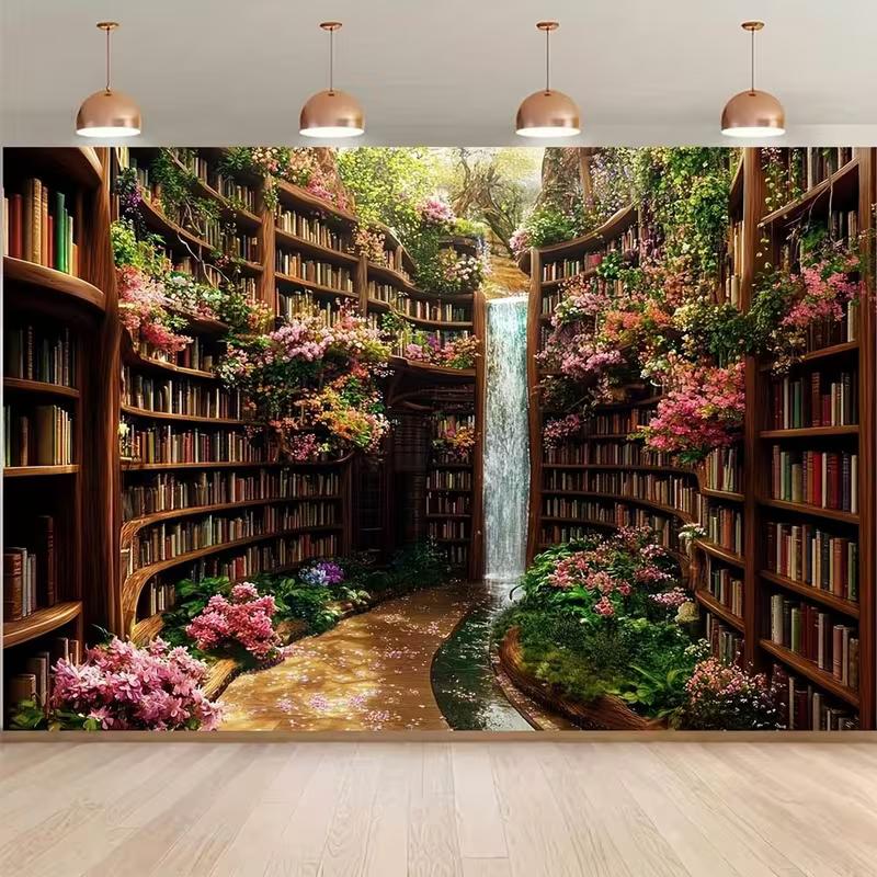 2D Magic Fantasy Book Nook Garden 2D Flat Photography Backdrop 47.2x31.5inch/120*80cm