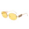 Premium sense frameless rhinestone sunglasses women's retro oval UV protection sunglasses ins wind sunscreen explosive glasses