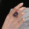 Charms 6x9MM Natural Charoite Beads Rings Women's  CopperJewelry Vintage Ring Anniversary Party Gifts For Women