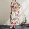 Vintage Floral Summer Dress Long Maxi Casual Loose Dresses for Women Plus Size Cotton Short Sleeve New In