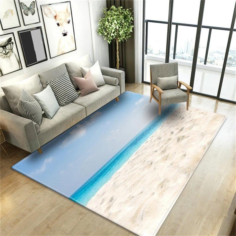 Beach Waves 3D Printed Carpets for Living Room Kids Room Rug Kitchen Mat Floor Carpets Modern Entrance Mat Home Bathroom Rugs