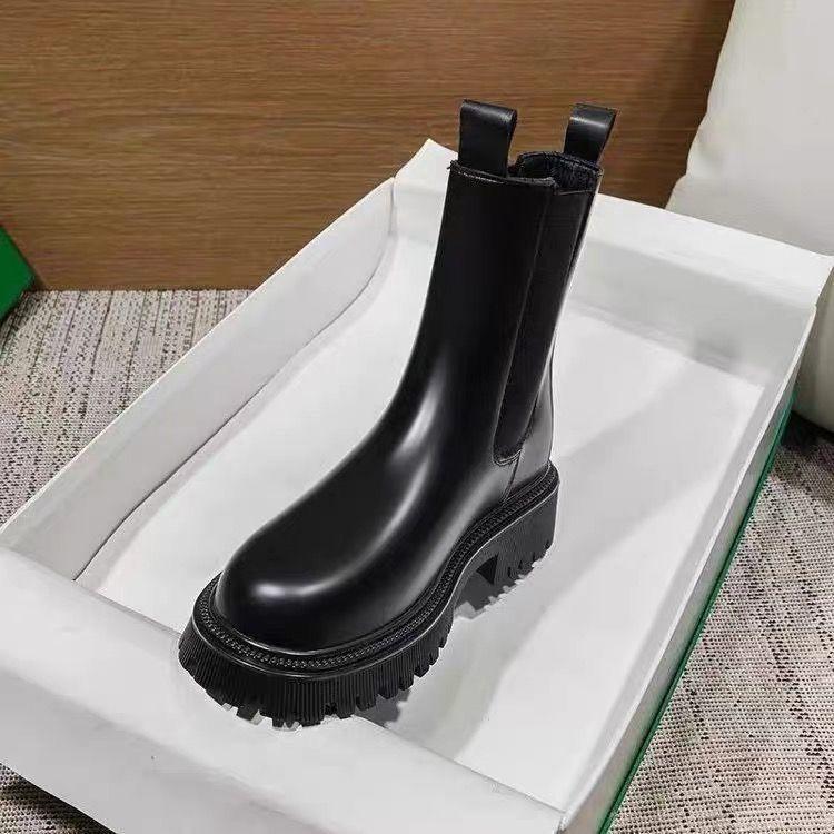 Martin boots women's 2025 new British style spring and autumn single boots heightening medium tube cigarette boots thick-soled Chelsea short boots