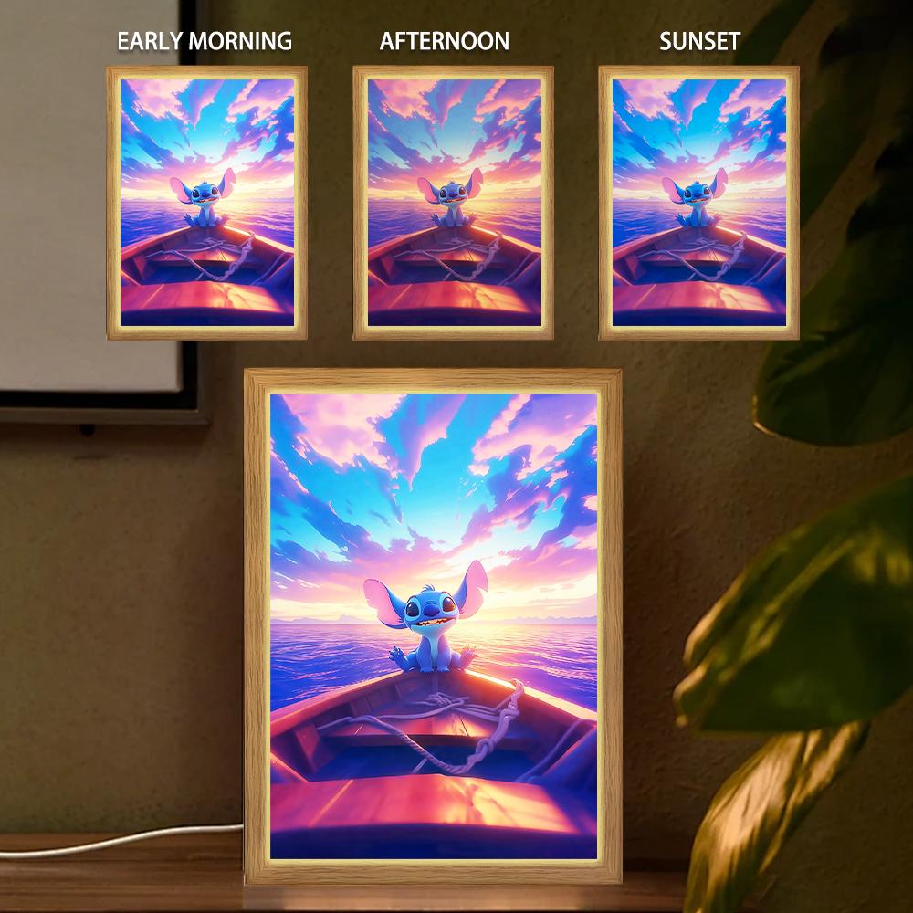 Anime Lampen Stitch Lichtmalerei Fotorahmen LED Nachtlicht Kinderzimmer Wand Nachttisch Dekorieren Weihnachtsgeschenke Mondlampe