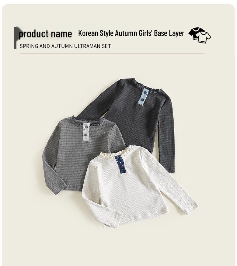 2025 Herbst Koreanischer Stil Lässiges Langarm-T-Shirt für Mädchen