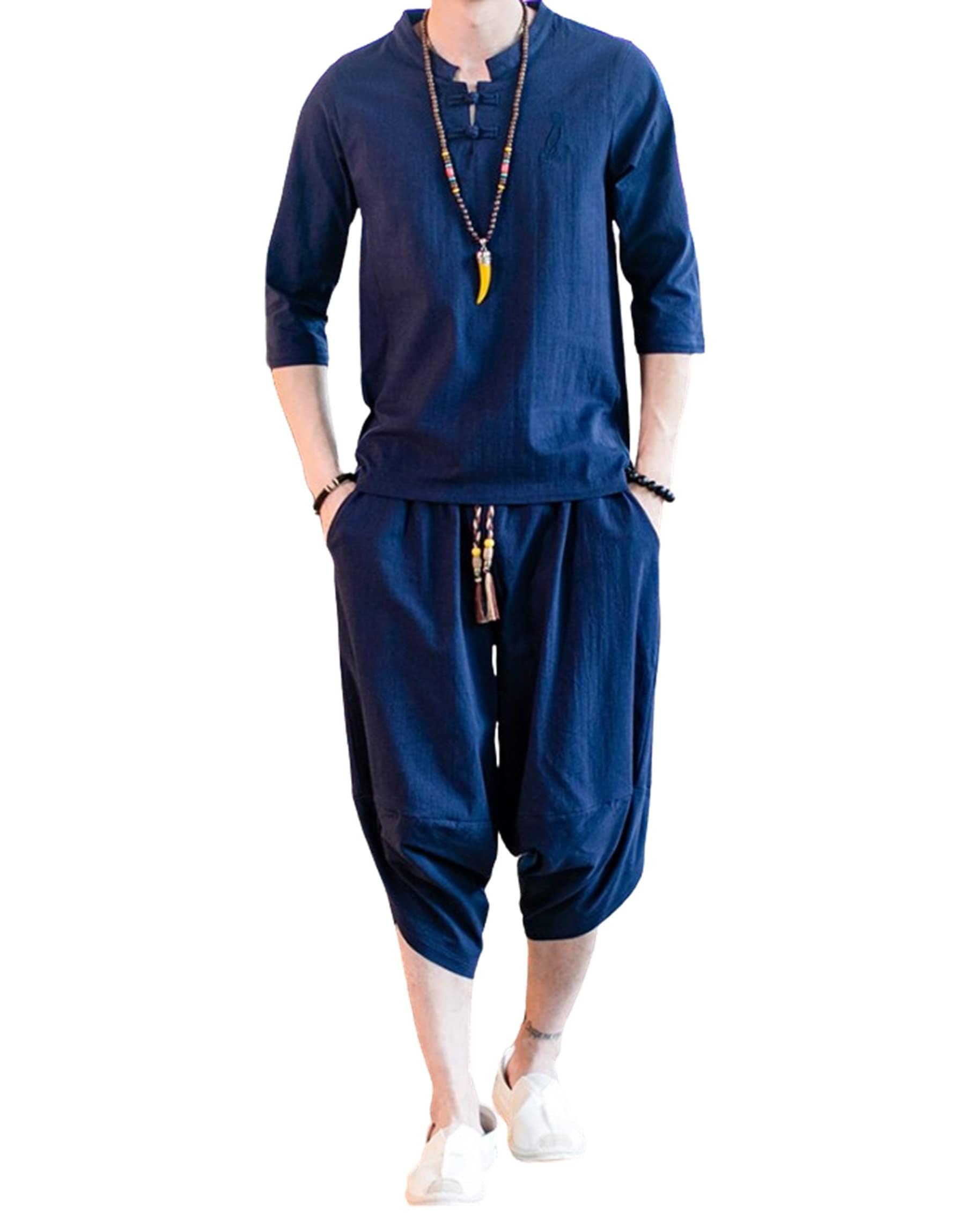 

CosMisty Джинбей Самуэ Юката с коротким рукавом из Шиджиры Идеально для Летних Фейерверков Плюс Вышивка Мужской (Рабочая одежда) Лён, Переплетение, Фестивали,