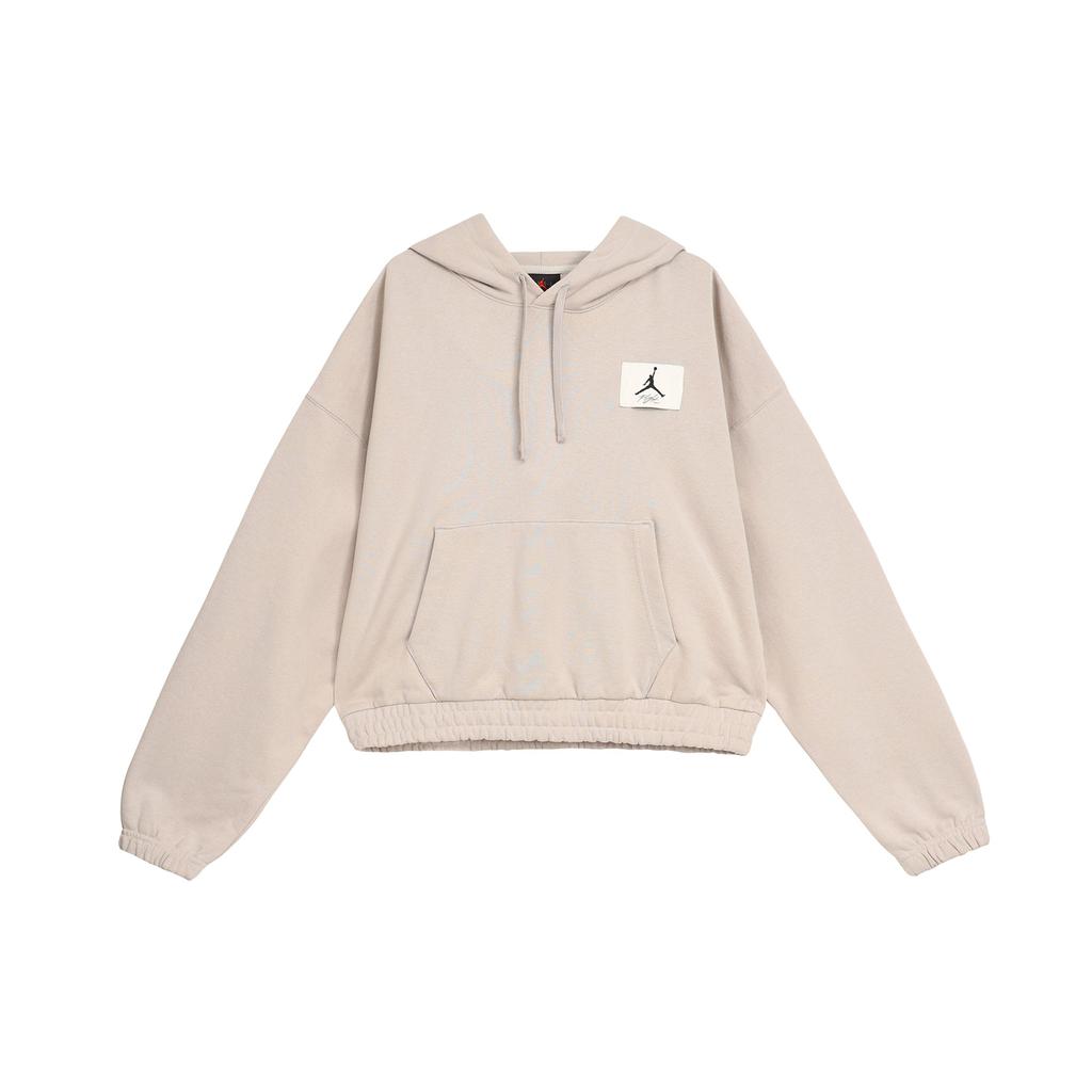 Jordan Essentials Casual Sport Knit Loose Hoodie Crop Top Women Tops Light-Iron-Ore DD6999-012