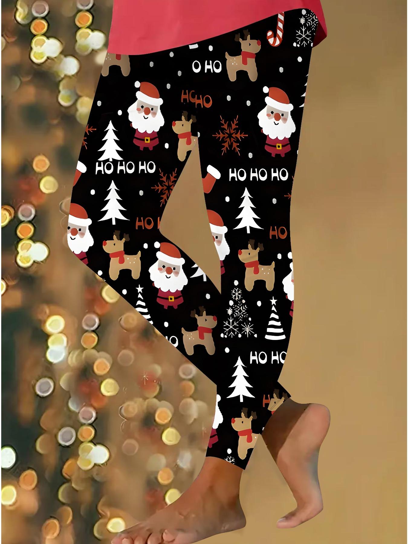 

Женские рождественские леггинсы для йоги с эластичными принтами, фитнес, бег, спортзал, активные штаны XXL красный