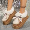 Fashion 2025 Fashion Bow Fluffy Snow Boots Women Thick Sole Faux Fur Winter Boots Woman Non Slip Thick Plush Platform Ankle Botas Mujer